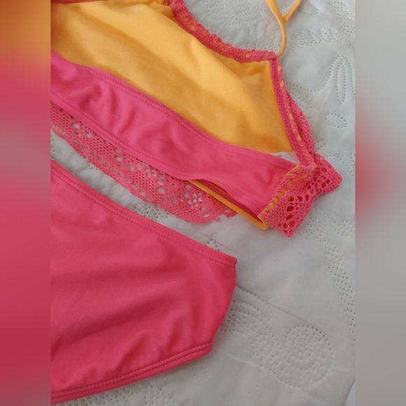 Justice Cat & Jack Swimsuit, Girl's Hot Pink Halter Bikini Set, Size Medium 7/8 - Picture 7 of 8